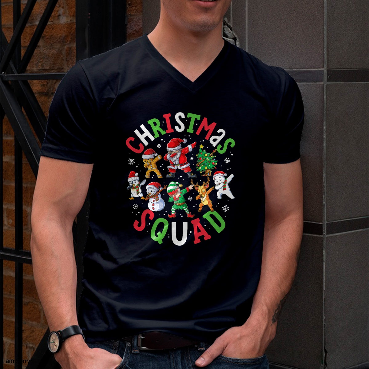 Christmas Squad Santa Dabbing Elf Family Matching Pajamas T-Shirt - Christmas Unisex T-Shirt/Hoodie/Sweatshirt - TRNN00