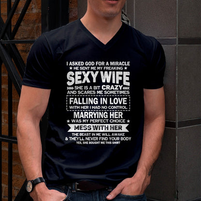 I ASKED GOD FOR A MIRACLE HE SENT ME MY FREAKING SEXY WIFE - GIFT TO HUSBAND FROM WIFE - TRNN00 (SKU26T-01-55-00)