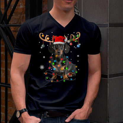 Christmas Shirts for Family, Funny christmas shirts, Christmas Unisex T-Shirt/Hoodie/Sweatshirt HLT00 - Funny Dachshund Christmas Reindeer Christmas Lights Pajama T-Shirt