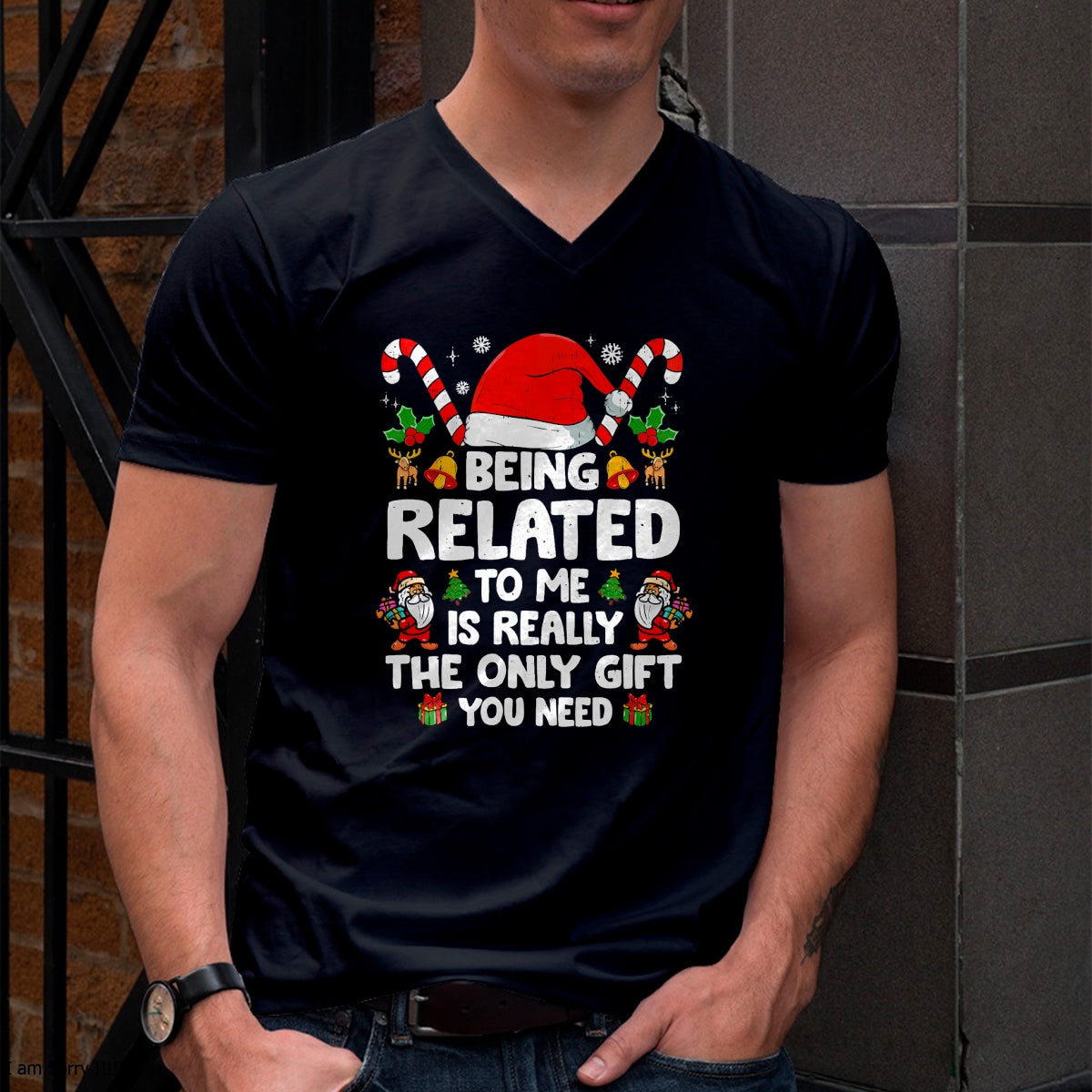 Being Related To Me Funny Christmas Family Xmas Pajamas T-Shirt - Christmas Unisex T-Shirt/Hoodie/Sweatshirt - TRNN00