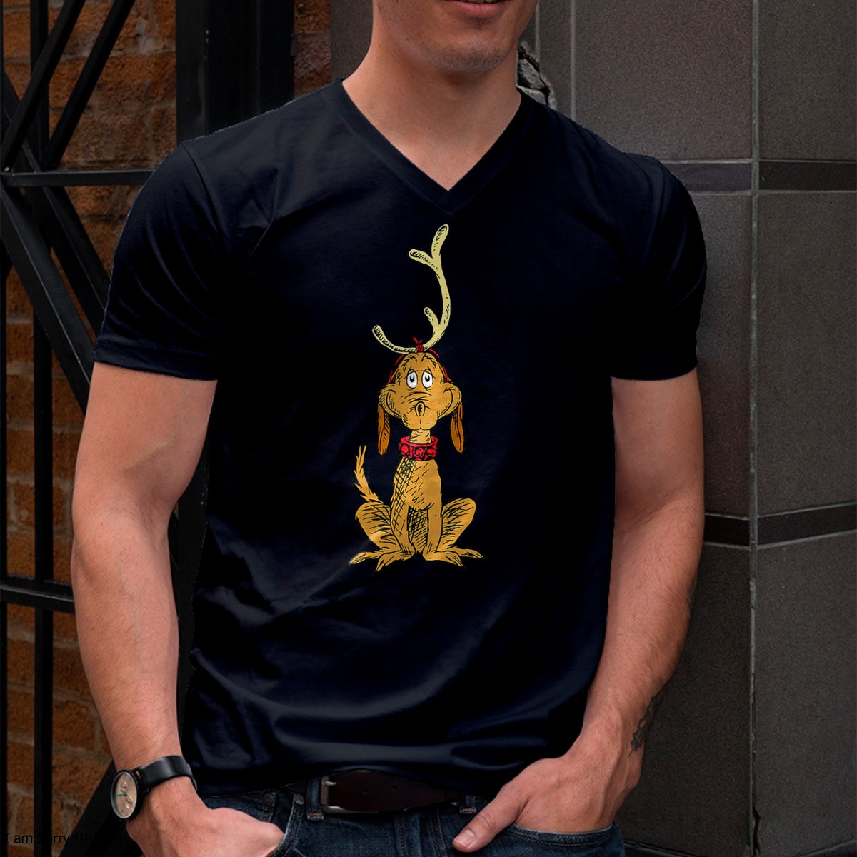Dr. Seuss mens Classic Dr Seuss Reindeer Max T shirt, Black, Small US - Christmas Unisex T-Shirt/Hoodie/Sweatshirt - TRNN00