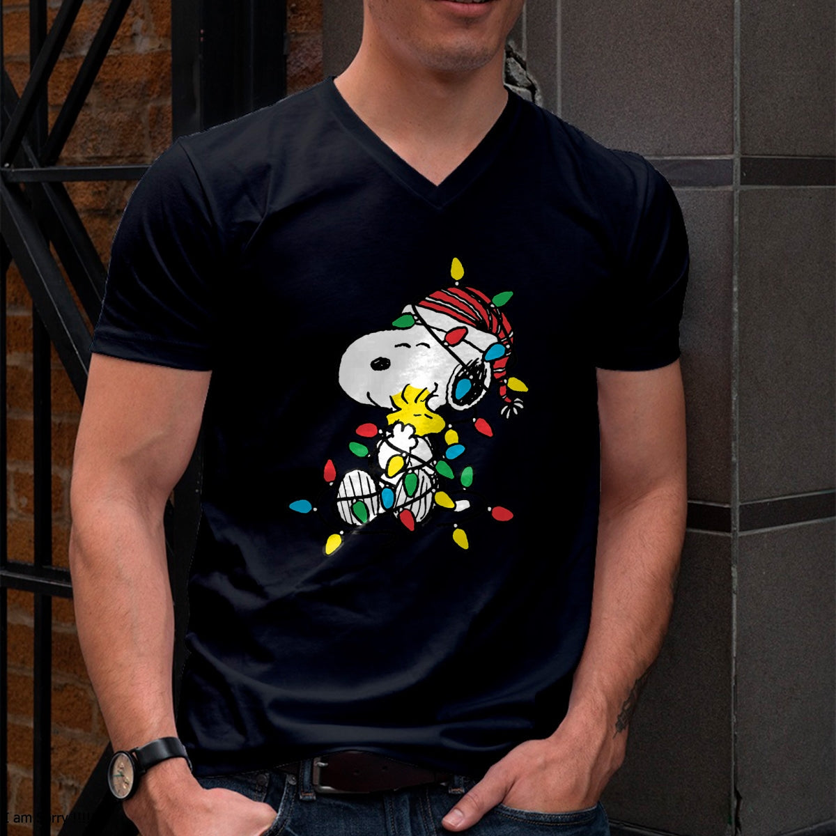 Peanuts - Snoopy Woodstock Christmas Lights T-Shirt - Christmas Unisex T-Shirt/Hoodie/Sweatshirt - TRNN00