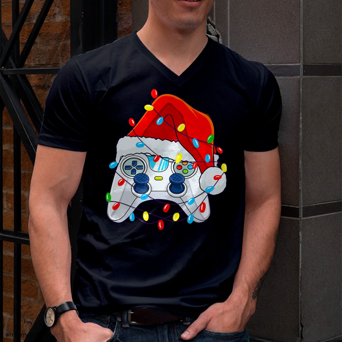 Christmas Shirts for Family, Funny christmas shirts, Christmas Unisex T-Shirt/Hoodie/Sweatshirt HLT00 - Video Game Controller Christmas Santa Hat Gamer Boys T-Shirt