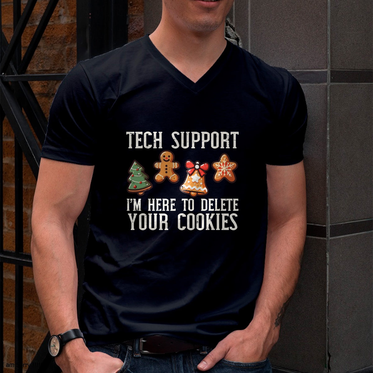 Christmas Tech Support Here To Delete Cookies Xmas Men Women T-Shirt - Christmas Unisex T-Shirt/Hoodie/Sweatshirt - TRNN00