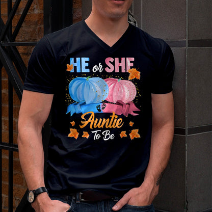 Hallowen Shirts for Family, Funny hallowen shirts, Hallowen Unisex T-Shirt/Hoodie/Sweatshirt HLT00 - Halloween Pumpkin Gender Reveal He or She Auntie To Be T-Shirt