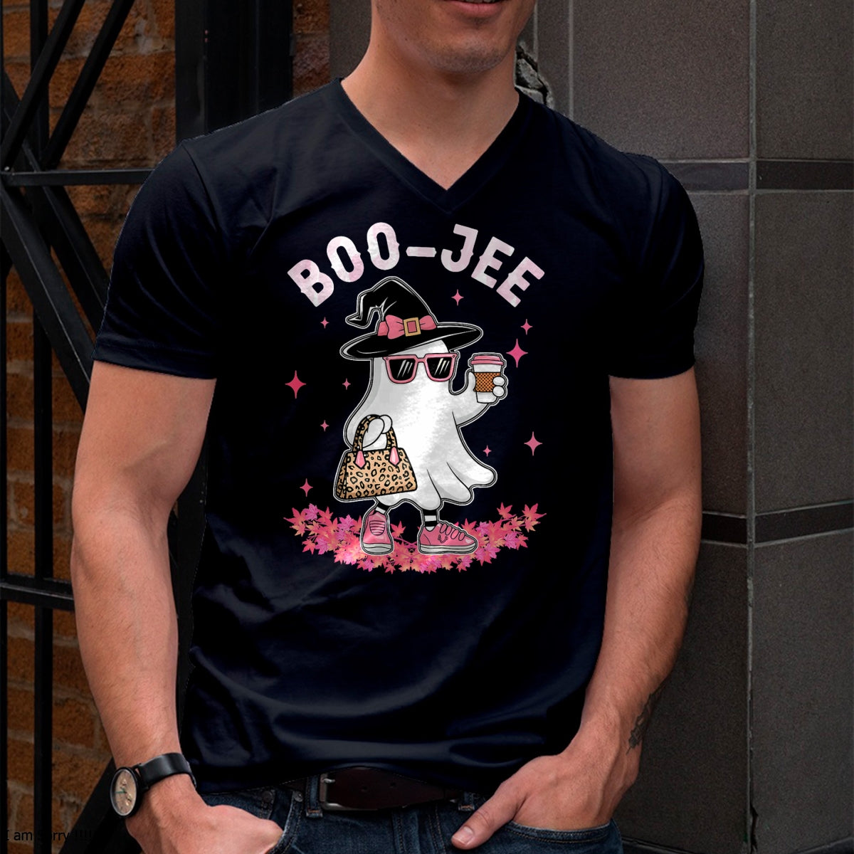 Hallowen Shirts for Family, Funny hallowen shirts, Hallowen Unisex T-Shirt/Hoodie/Sweatshirt HLT00 - Cute Boo Jee Ghost Halloween Leopard Ghost Coffee Womens T-Shirt