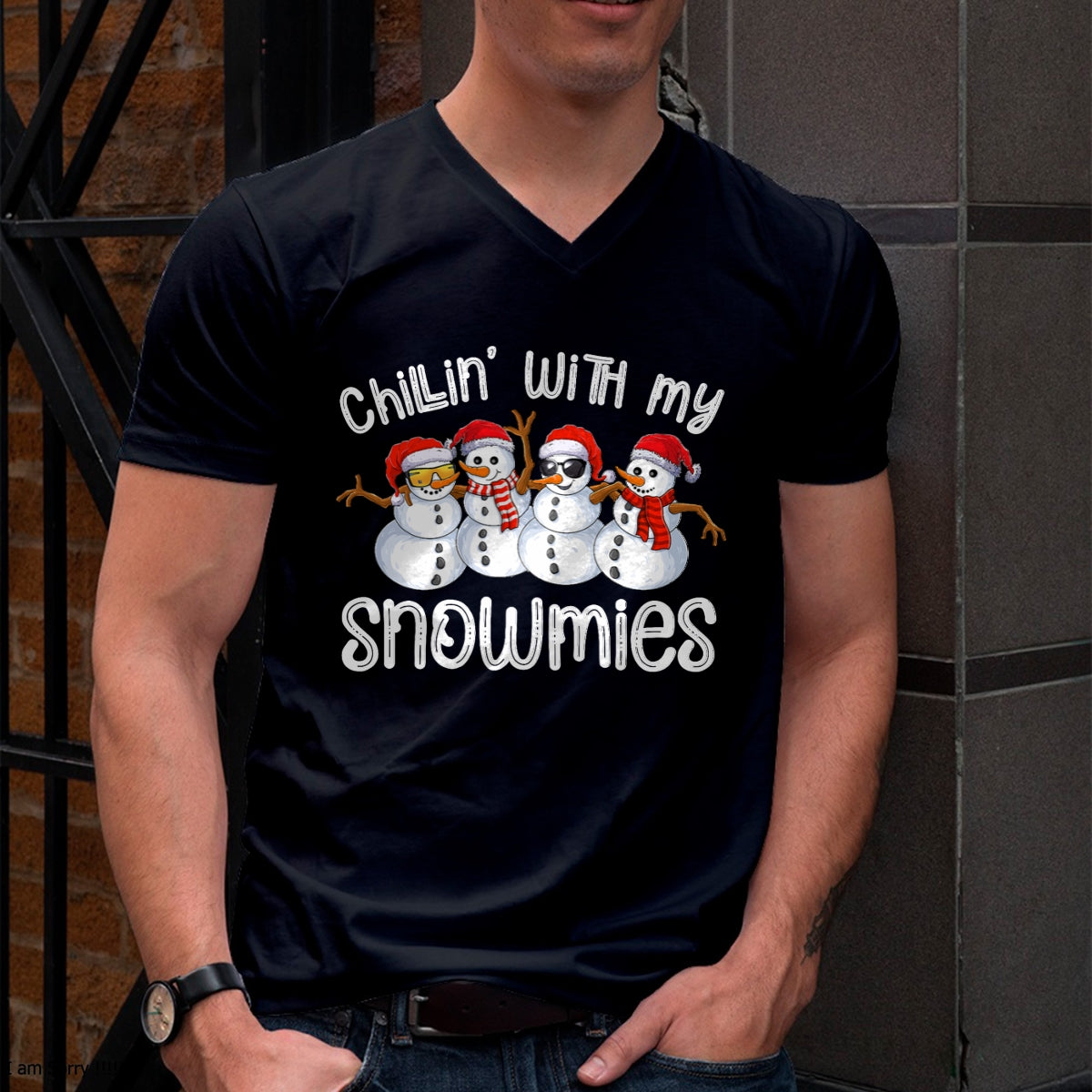 Christmas Shirts for Family, Funny christmas shirts, Christmas Unisex T-Shirt/Hoodie/Sweatshirt HLT00 - Snowman Christmas Chillin With My Snowmies Ugly Gift T-Shirt