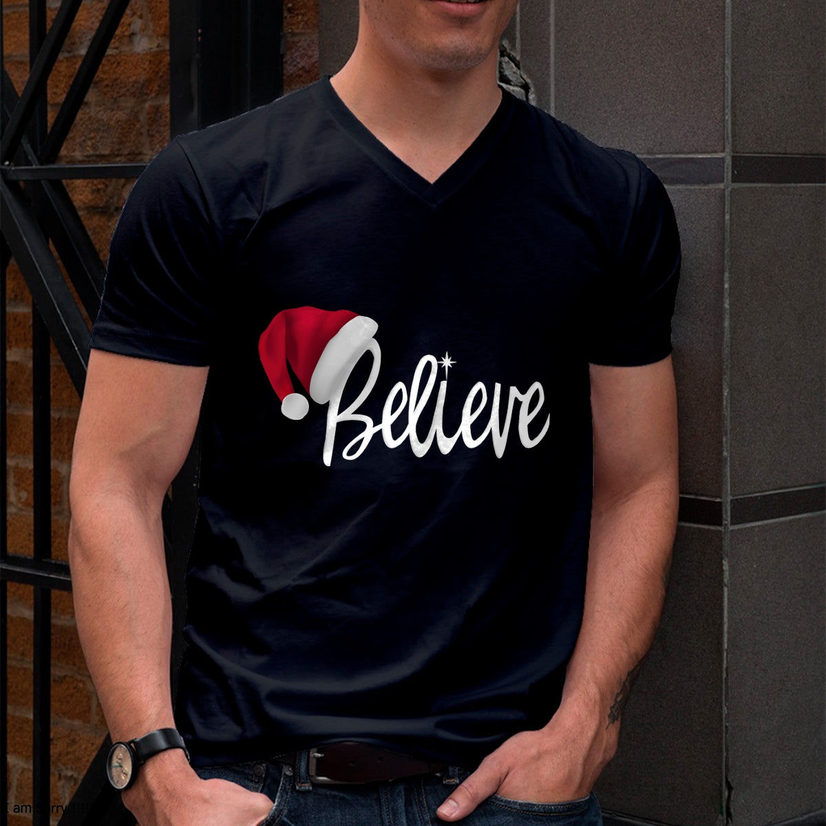 Christmas Shirts for Family, Funny christmas shirts, Christmas Unisex T-Shirt/Hoodie/Sweatshirt HLT00 - Christmas Long Sleeve T-Shirt - Believe in Santa Claus Shirt