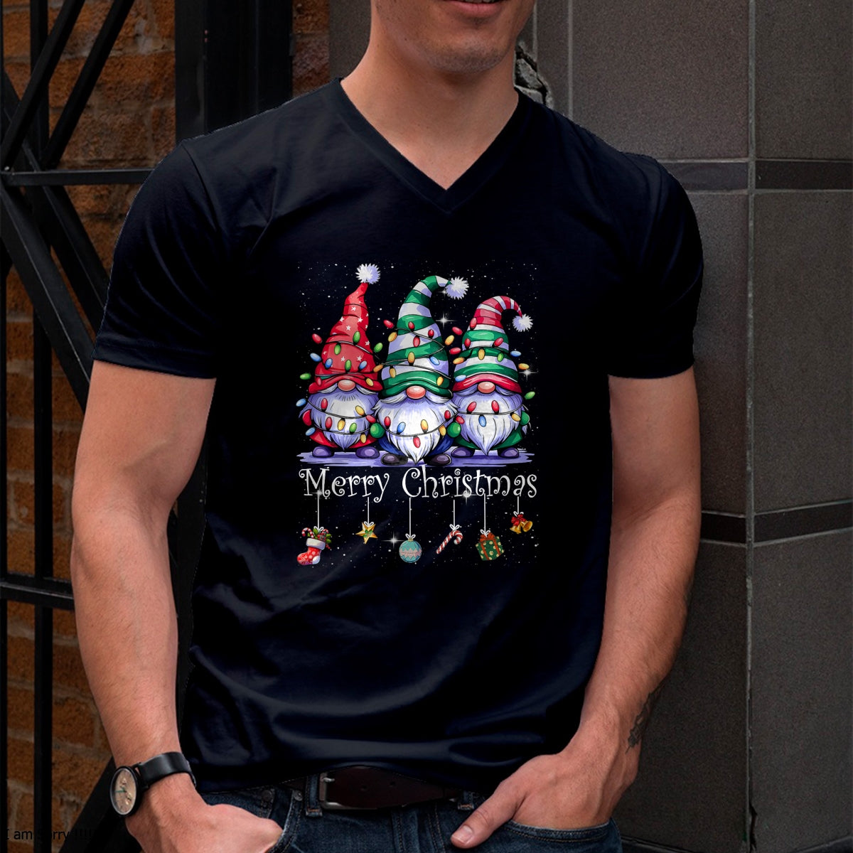 Cute Gnomes Merry Christmas Light Family Gnome Xmas Matching T-Shirt - Christmas Unisex T-Shirt/Hoodie/Sweatshirt - TRNN00