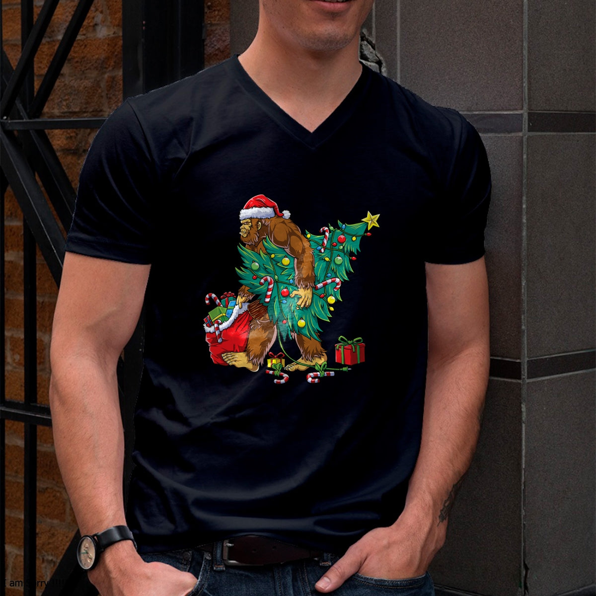 Most Wonderful Christmas Co Bigfoot Christmas Tree Lights Xmas Boys Men Sasquax T-Shirt - Christmas Unisex T-Shirt/Hoodie/Sweatshirt - TRNN00