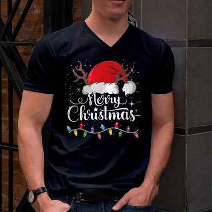 Christmas Shirts for Family, Funny christmas shirts, Christmas Unisex T-Shirt/Hoodie/Sweatshirt HLT00 - Merry Christmas Red Santa Hat Reindeer Xmas Family Men Women T-Shirt