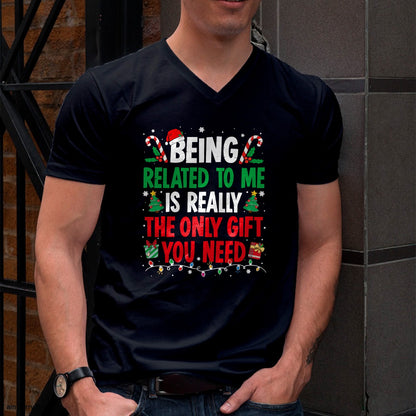 Being Related To Me Funny Christmas Family Xmas Pajamas T-Shirt  - Christmas Unisex T-Shirt/Hoodie/Sweatshirt - TRNN00