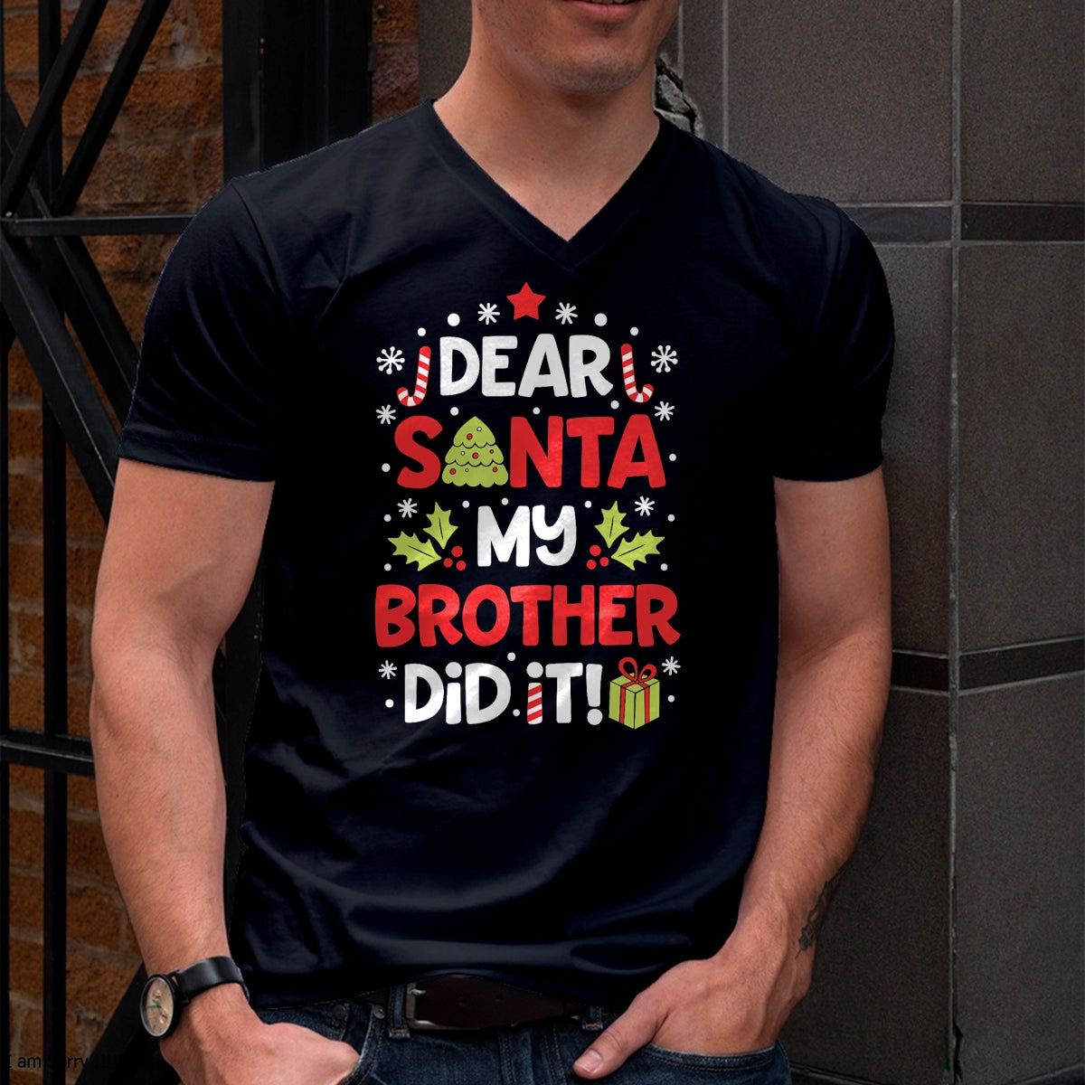 Dear Santa My Brother Did It Funny Christmas Girls Kids Boys Short Sleeve T-Shirt - Christmas Unisex T-Shirt/Hoodie/Sweatshirt - TRNN00