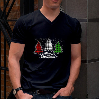 Merry Christmas Tree Xmas Buffalo Plaid Red White Green T-Shirt - Christmas Unisex T-Shirt/Hoodie/Sweatshirt - TRNN00