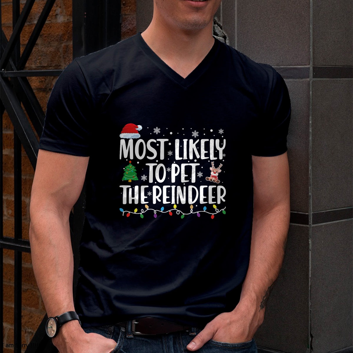 Most Likely To Pet The Reindeer Family Matching Christmas T-Shirt - Christmas Unisex T-Shirt/Hoodie/Sweatshirt - TRNN00