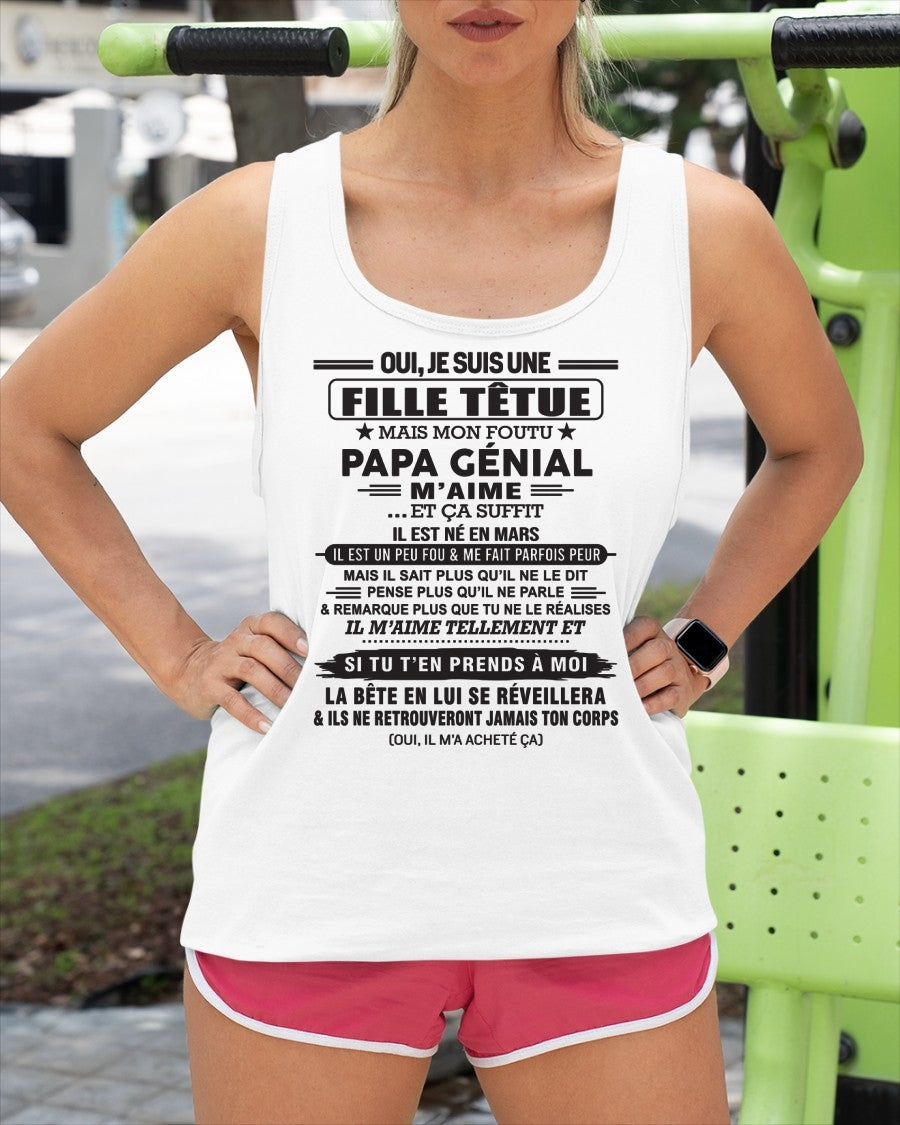 MARS - Oui, je suis une fille têtue – T-shirt | Cadeau d’anniversaire de papa pour sa fille - TRNN03 / fr03 (SKU12-214-03)