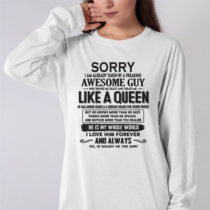 Sorry I am already taken by a freaking awesome guy - Gift for Wife From Husband - TRNN00 (SKU08-25-00)