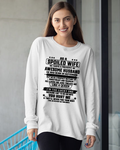 September - As A Spoiled Wife I Have Freaking Awesome Husband - Special Gift For Your Wife From Husband - TRNN09 (SKU26T-01-42-09)