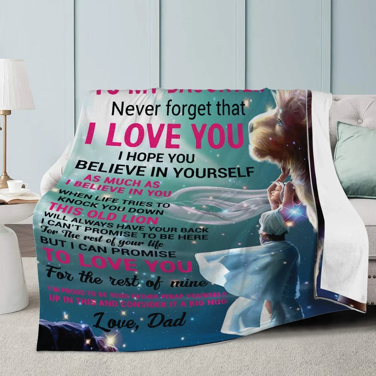 Daughter Never Forget Blanket - from dad (SKUB07-27)