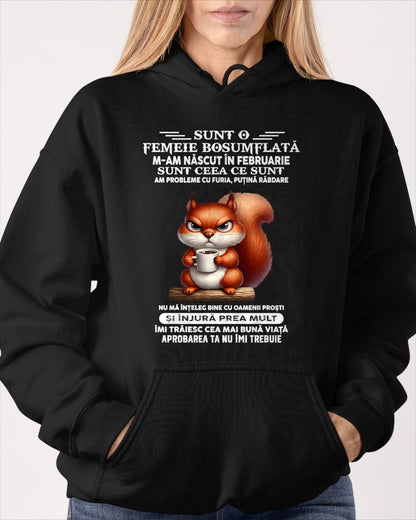 FEBRUARIE - SUNT O FEMEIE BOSUMFLATĂ - Tricou de ziua de naștere pentru femeie - RO/TRNN02 (SKU2605-374-02)