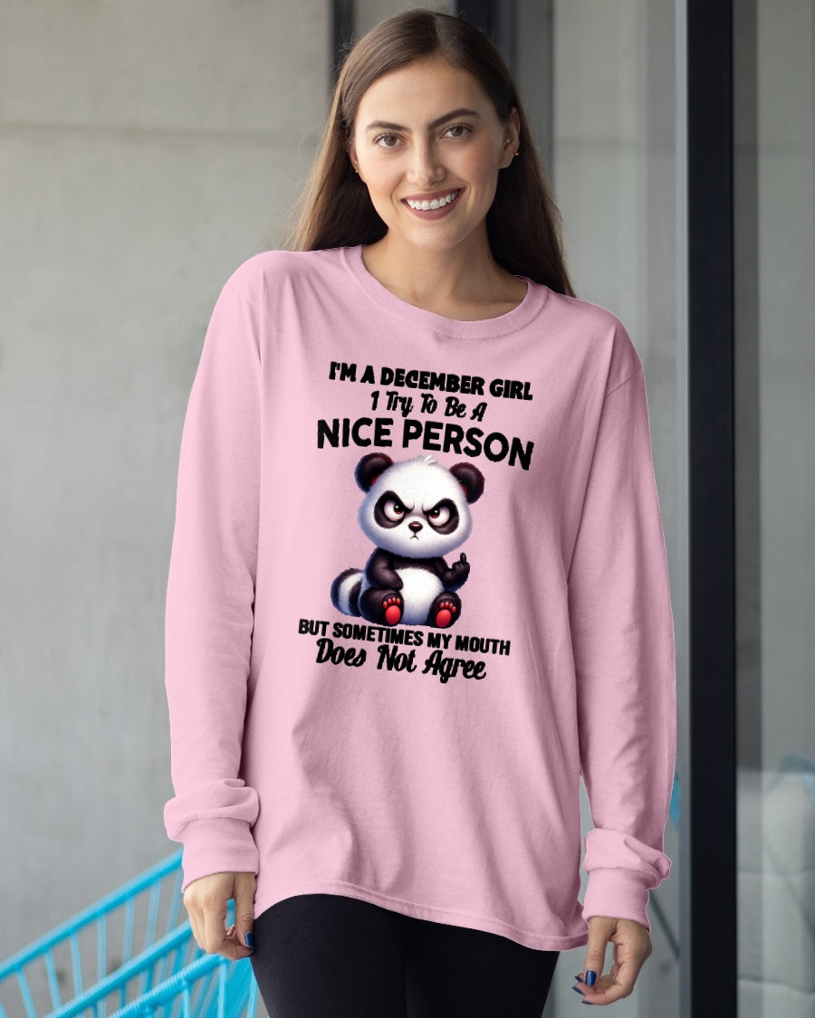 DECEMBER GIRL - Try To Be A Nice Person But Sometimes My Mouth Doesn’t Agree - BIRTHDAY GIFT T-SHIRT FOR WOMEN - TRNN12 (SKU2603-127-12)