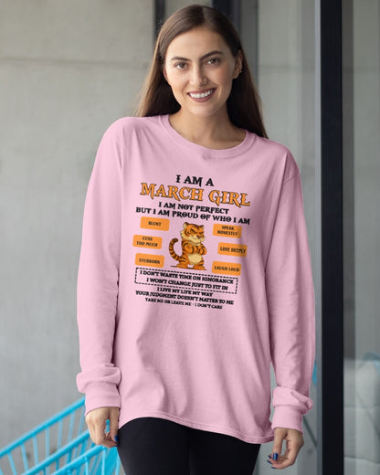 MARCH - I AM A GIRL - BIRTHDAY GIFT T-SHIRT FOR WOMEN - TRNN03 (SKU26T-01-62-03)