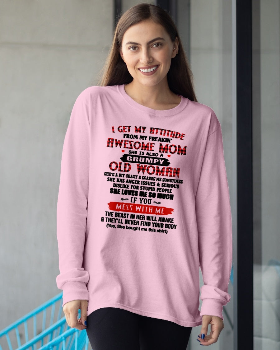 I Get My Attitude From My Awesome Mom | Lovely T-Shirt From Mom To Daughter - TRNN00 (SKU2603-136-00)
