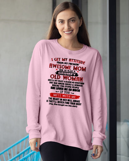 I Get My Attitude From My Awesome Mom | Lovely T-Shirt From Mom To Daughter - TRNN00 (SKU2603-136-00)