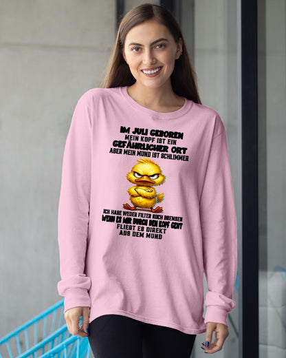 JULI – MEIN KOPF IST EIN GEFÄHRLICHER ORT – GEBURTSTAGS-T-SHIRT FÜR FRAUEN - DEU/TRNN07 (SKU2605-381-07)