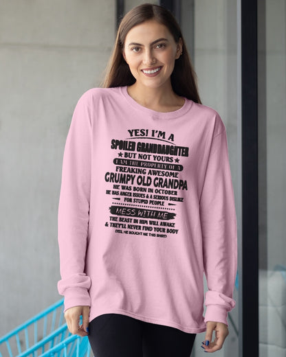 OCTOBER - Spoiled Granddaughter of a Grumpy Grandpa Shirt – From Grandpa to Granddaughter TRNN10 (SKU07-130-10)