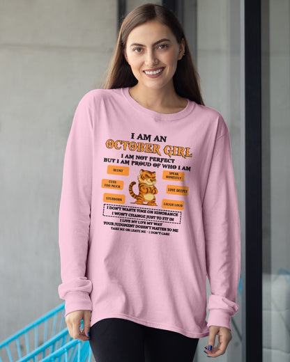 OCTOBER - I AM A GIRL - BIRTHDAY GIFT T-SHIRT FOR WOMEN - TRNN10 (SKU26T-01-62-10)