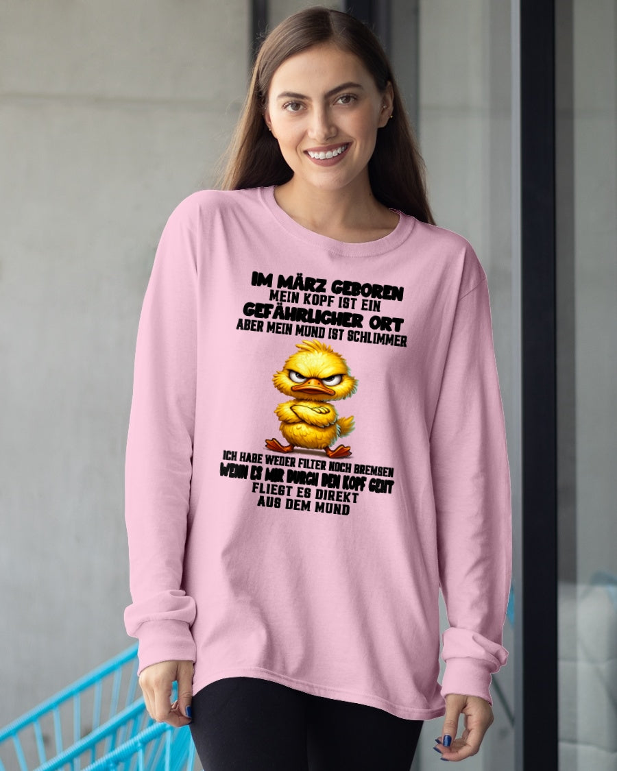 März – MEIN KOPF IST EIN GEFÄHRLICHER ORT – GEBURTSTAGS-T-SHIRT FÜR FRAUEN - DEU/TRNN03 (SKU2605-381-03)