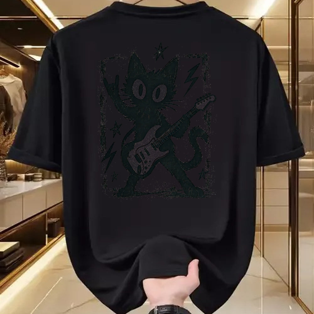 Guitar Lover Shirt, Funny Guitar UnisexT-Shirt/Hoodie/Sweatshirt HLT00 - Cat Playing Guitar Rock Star Rock N Roll Y2k Men Women Kids T-Shirt
