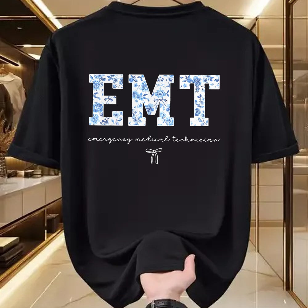 Best Doctor Shirt, Funny Doctor UnisexT-Shirt/Hoodie/Sweatshirt HLT00 - EMT Medical Technician Blue Floral T-Shirt