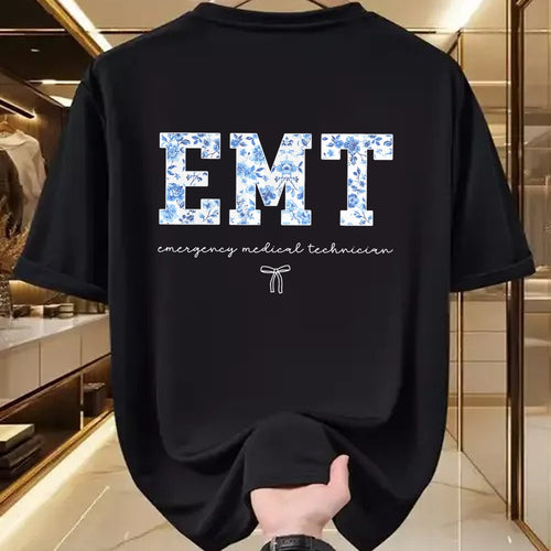 Best Doctor Shirt, Funny Doctor UnisexT-Shirt/Hoodie/Sweatshirt HLT00 - EMT Medical Technician Blue Floral T-Shirt
