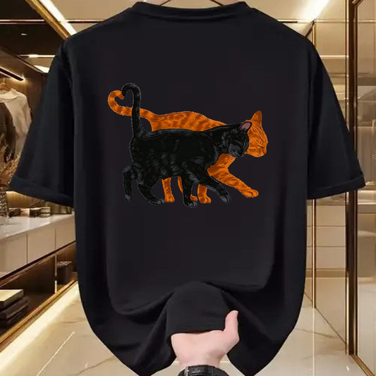 Cat Love Shirt, Funny Cat Lover Gift UnisexT-Shirt/Hoodie/Sweatshirt HLT00 - Black Cat Orange Cat Heart Tail Love T-Shirt
