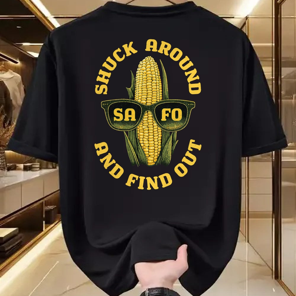 Best Farmer Life Shirt, Funny Farmer UnisexT-Shirt/Hoodie/Sweatshirt HLT00 - Funny Shuck Around and Find Out SAFO Farmers Corn Sunglasses T-Shirt