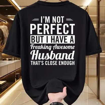 Best Wife Shirt, Wife and Husband Unisex T-Shirt/Hoodie/Sweatshirt HLT00 - Womens I'm Not Perfect But I Have A Freaking Awesome Husband V-Neck T-Shirt