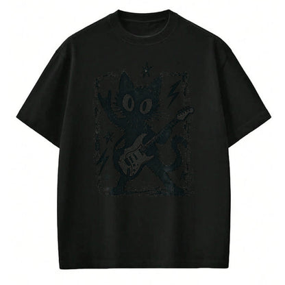 Guitar Lover Shirt, Funny Guitar UnisexT-Shirt/Hoodie/Sweatshirt HLT00 - Cat Playing Guitar Rock Star Rock N Roll Y2k Men Women Kids T-Shirt