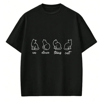 Cat Love Shirt, Funny Cat Lover Gift UnisexT-Shirt/Hoodie/Sweatshirt HLT00 - French Un Deux Trois Cat, Counting, Minimalist, Cat Lover T-Shirt