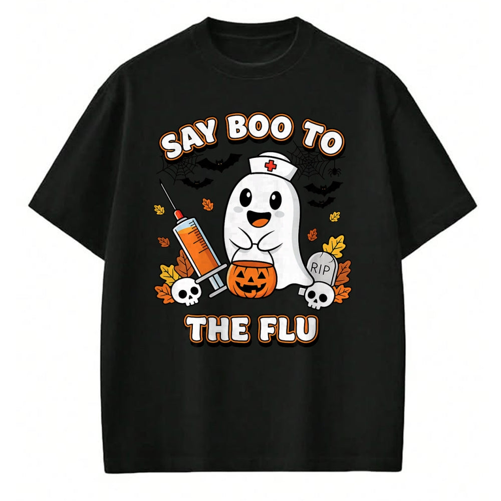 Best Doctor Shirt, Funny Doctor UnisexT-Shirt/Hoodie/Sweatshirt HLT00 - Doctor Say Boo to The Flu Halloween Vaccine Squad T-Shirt