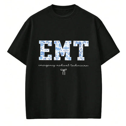 Best Doctor Shirt, Funny Doctor UnisexT-Shirt/Hoodie/Sweatshirt HLT00 - EMT Medical Technician Blue Floral T-Shirt