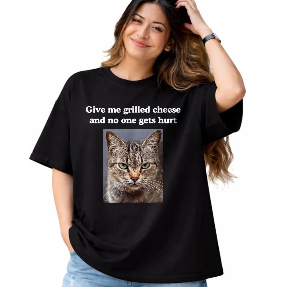 Cat Love Shirt, Funny Cat Lover Gift UnisexT-Shirt/Hoodie/Sweatshirt HLT00 - Funny Sarcastic Gray Tabby Cats Quote Love Grilled Cheese T-Shirt, Women, Dark Heather Grey, Large
