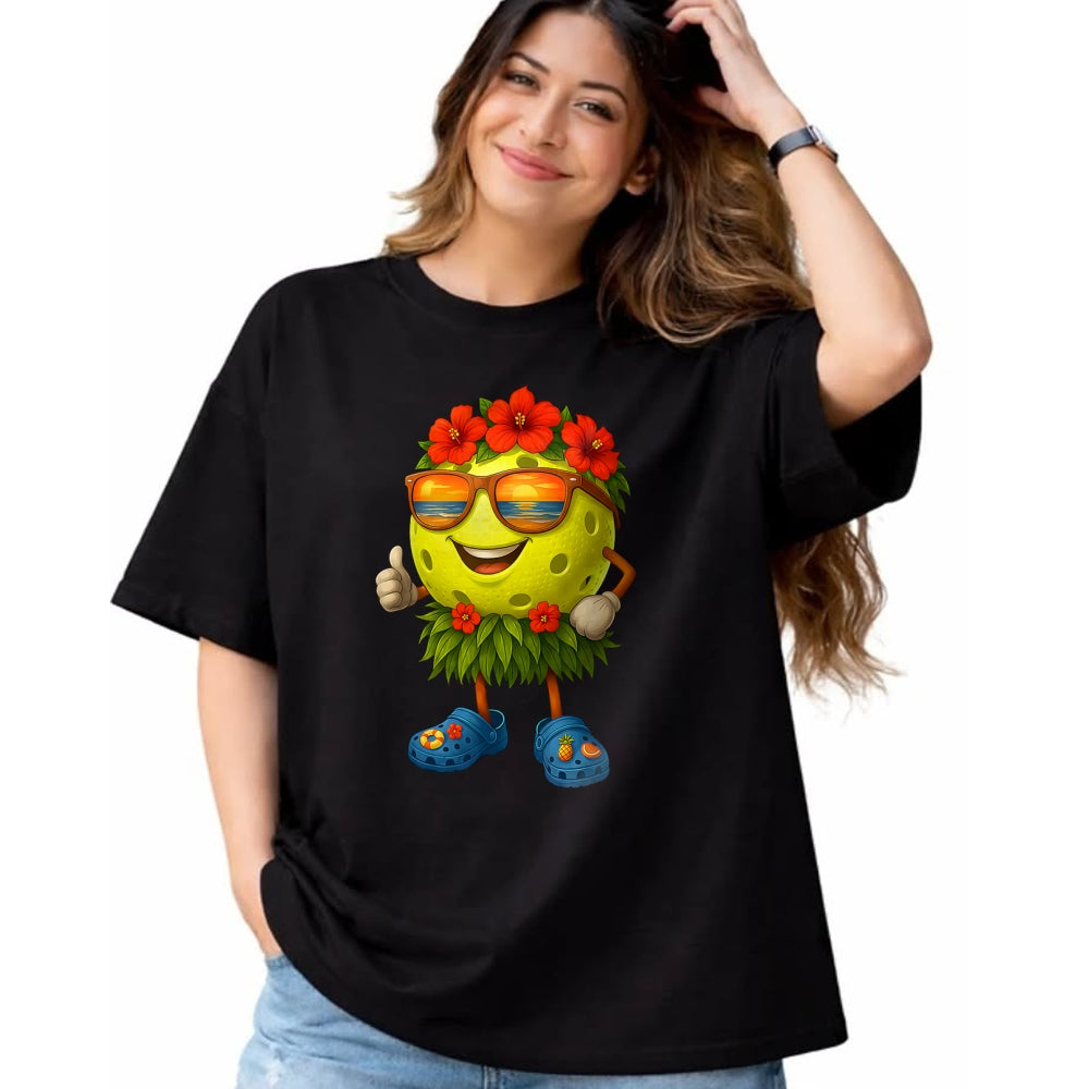 Funny Pickleball Shirt, Pickleball Lover Unisex T-Shirt/Hoodie/Sweatshirt HLT00 - Cute Hawaiian Pickleball Ball Tropical Beach Summer Vacation T-Shirt