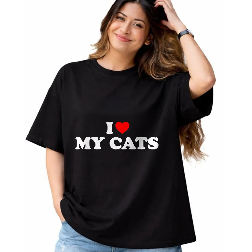 Cat Love Shirt, Funny Cat Lover Gift UnisexT-Shirt/Hoodie/Sweatshirt HLT00 - I Love My Cats T-Shirt, Women, Black, X-Small