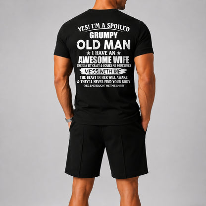 YES! I'M A SPOILED GRUPMY OLD MAN - Waffle casual suit I GIFT FOR HUSBAND FROM WIFE - A09-739 I TRNN00 (SKU2607-24-00)