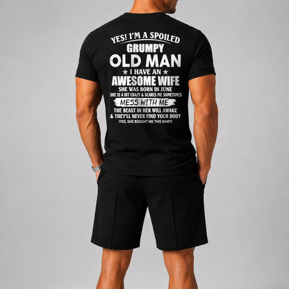 JUNE - YES! I'M A SPOILED GRUPMY OLD MAN - Waffle casual suit I GIFT FOR HUSBAND FROM WIFE - A09-739 I TRNN06 (SKU2607-24-06)