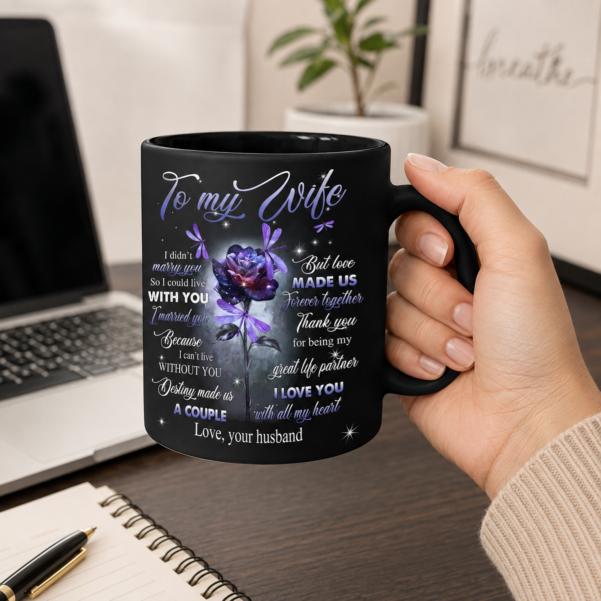 TO WIFE MUG - I LOVE YOU WITH ALL MY HEART - GIFT FROM HUSBAND (SKU2608-05)
