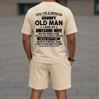 JUNE - YES! I'M A SPOILED GRUPMY OLD MAN - Waffle casual suit I GIFT FOR HUSBAND FROM WIFE - A09-739 I TRNN06 (SKU2607-17-06)