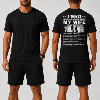 MARCH - 5 THING YOU SHOULD KNOW ABOUT MY WIFE - Waffle casual suit I GIFT FOR HUSBAND FROM WIFE - A09-739 I TRNN03 (SKU2607-142-03)